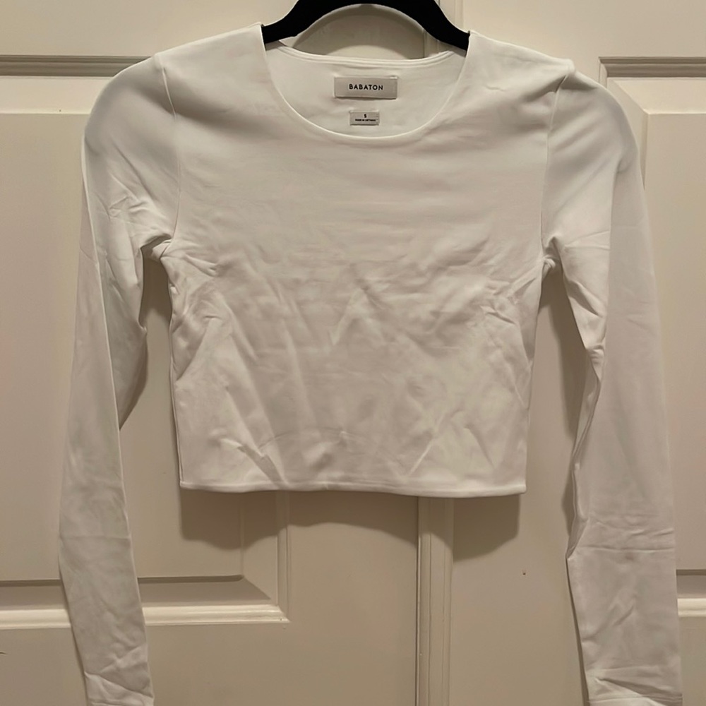 babaton contour cropped long sleeve crew